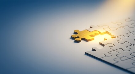 connecting jigsaw puzzle with sunlight effect, Business solutions, success and strategy concept