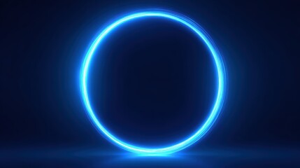 Obraz premium A glowing blue circle on a dark background, representing digital art and modern design concepts.