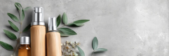 Modern Skincare Packaging on a Natural Backdrop Highlighting Eco-Friendly Dermatological Products for Everyday Use