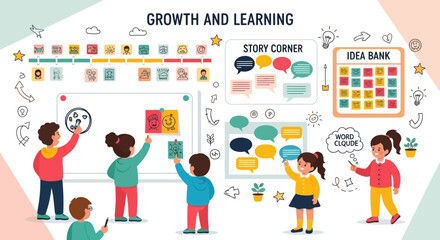 Creative Classroom Scene With Children Learning Together And Sharing Ideas