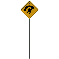 Dangerous corner road sign