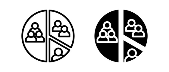 Segmentation multiple icon set of two.line and glyph vector illustration