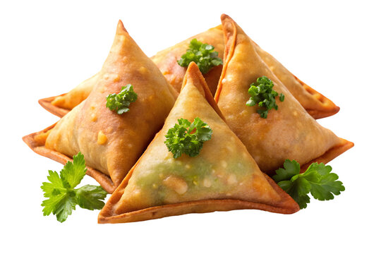 Tasty and spicy fataya samosa isolated on transparent background