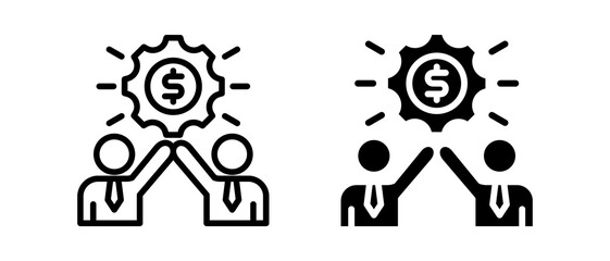 Business Partnership multiple icon set of two.line and glyph vector illustration