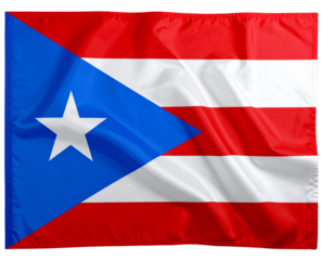 Folded Puerto Rico Flag with Realistic Wrinkles, isolated on a transparent background.