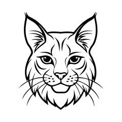 Fototapeta premium Lynx Head Vector Illustration Black And White Line Art Graphic