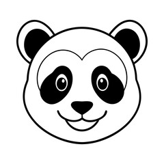 Fototapeta premium Cartoon panda face with black and white coloring page illustration