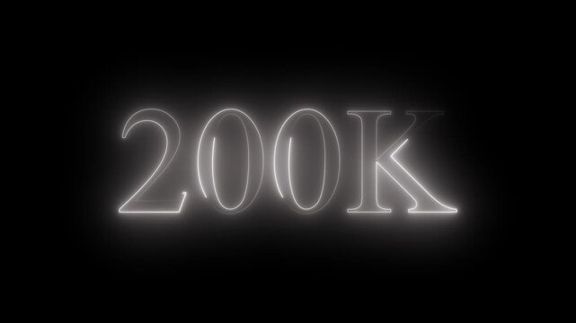 200k text font with neon effect,11k followers, Thank You, social sites post. Thank you followers congratulation. 200K subscribers modern animation banner design. 