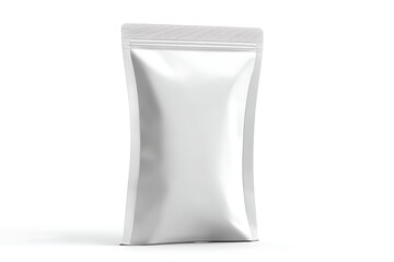 Blank White Stand Up Pouch With Zipper Closure Isolated On White Background packaging