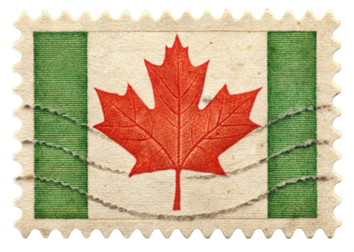 Stamp canadian Postage isolated on white background
