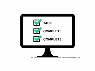 Computer Screen Showing a Checklist with Three Completed Tasks monitor