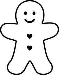 Festive Gingerbread man cookie thick line icon vector.
Simple Christmas holiday ginger cookies outline.
Transparent background.