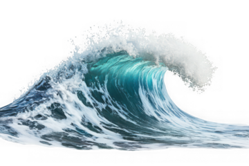 Powerful ocean wave png image, sea water surge, breaking wave clipart, oceanography, marine life, surfing, storm, tsunami, isolated on transparent background