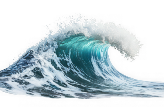 Powerful ocean wave png image, sea water surge, breaking wave clipart, oceanography, marine life, surfing, storm, tsunami, isolated on transparent background