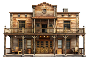 Magnificent old western saloon isolated on transparent background