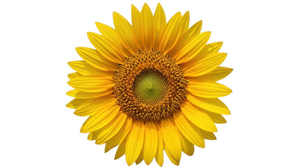 Fototapeta premium Bright yellow sunflower head isolated on transparent background