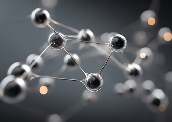 Abstract Molecular Structure with Silver Spheres and Thin Connecting Lines science technology