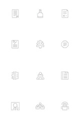 Fototapeta premium Minimalist line icon collection for corporate and business themes. Includes icons for documents, teams, communication, and workflow.