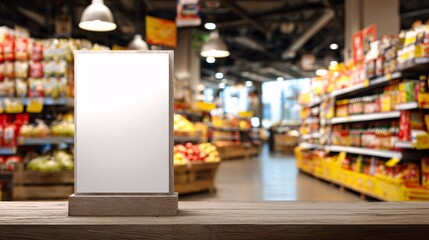 Empty promotional display mockup for grocery store or supermarket advertising. Ideal template for highlighting discounts