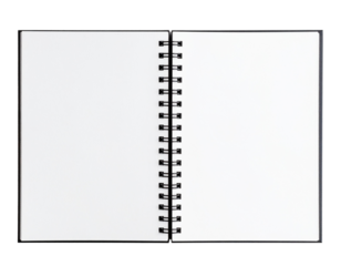 Top Spiral Notebook with Blank White Pages, isolated on a transparent background.