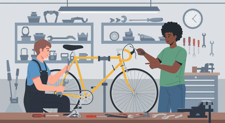 Bicycle Repair In Workshop Assistance Collaboration Problem Solving And Maintenance