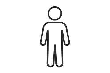 Obraz premium Minimalist Human Figure Icon Outline. Simple Male Body Silhouette Vector Illustration. Basic Person Shape Template. Standing Man Symbol. Abstract Line Drawing for Info Graphics and Web Design