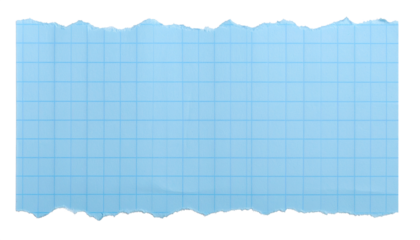 Design, texture, background, layout, stationery, note, creative, presentation, concept, minimalist, aesthetic — a single piece of torn grid paper with a blue edge, isolated on a white background.

