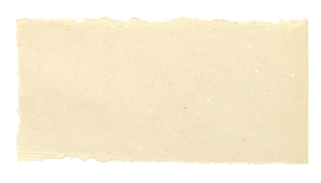 Antique, vintage, aged, torn paper texture isolated on a clean white background, featuring distressed, irregular, rough edges and natural yellowed tones — ideal for digital design, scrapbooking, colla