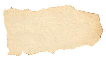 Antique, vintage, aged, torn paper texture isolated on a clean white background, featuring distressed, irregular, rough edges and natural yellowed tones &mdash; ideal for digital design, scrapbooking, colla