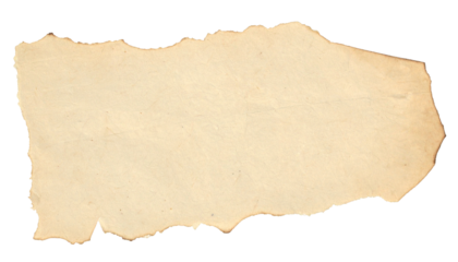 Antique, vintage, aged, torn paper texture isolated on a clean white background, featuring distressed, irregular, rough edges and natural yellowed tones — ideal for digital design, scrapbooking, colla