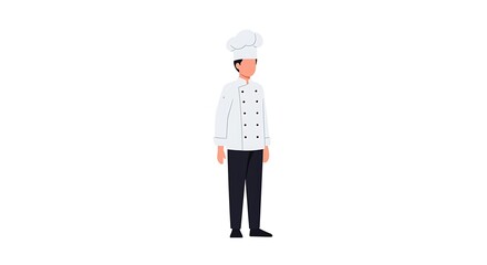 An Illustration of a Chef in Uniform Standing On A White Background
