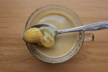 a bowl of kolak pisang and kolang kaling