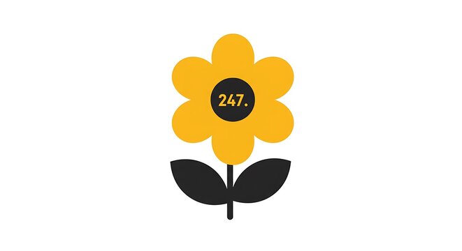 A Cheerful Sunflower Graphic with Bold Numerical Center - 247