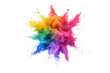 Colorful powder explosion burst isolated on transparent background