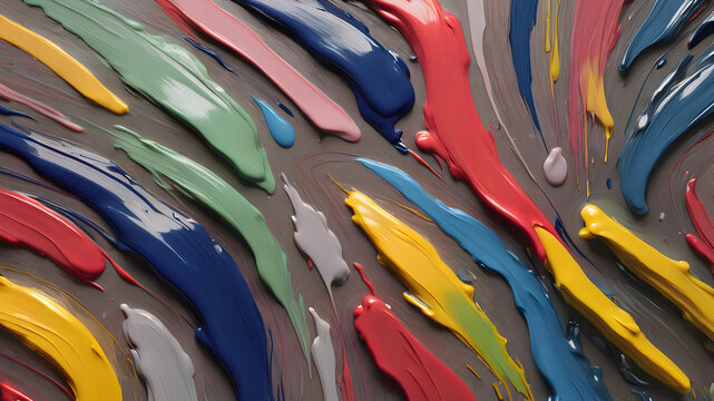 Set of colorful brush strokes, lines, hand painted design elements. Textures, backgrounds for text. Rough grunge edges.