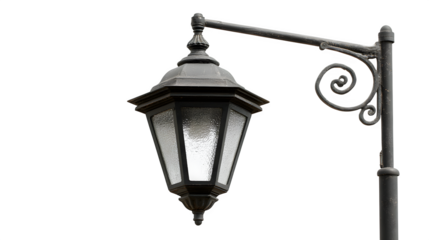 A generic street light fixture (traditional lamppost head), unlit, isolated on a Transparent background