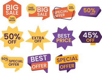 Obraz premium Sale Discount Labels Graphics for Marketing Ecommerce