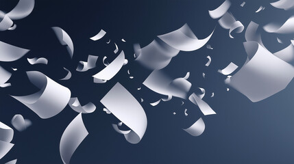scattered white paper elements of same shape in air, transparent background, clean flowing movement ideal for presentation visuals and motion graphics