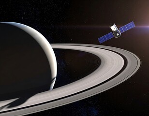 Spacecraft orbiting ringed planet