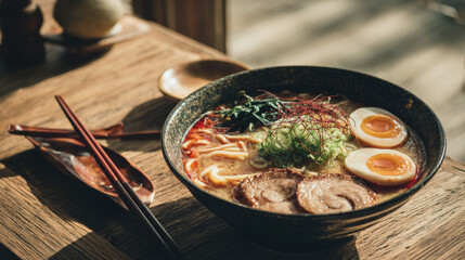 Japanese noodle soup with egg