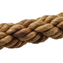 Thick natural fiber rope close up isolated on transparent background