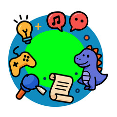 mobile phone cartoon, Vector Illustration of Fun Activities for Kids