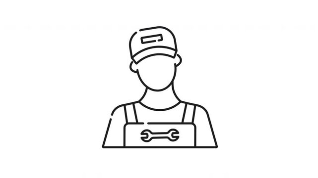 Public job line animation. Public job icon line drawings show diverse careers, ideal for websites, presentations, infographics, and educational materials related to professions and diversity.