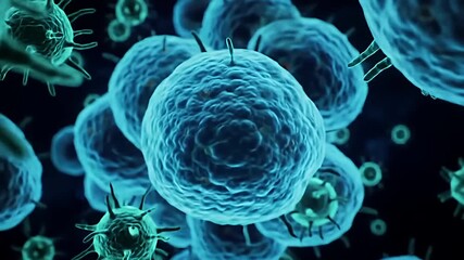 Close-up of glowing virus cells - Powered by Adobe