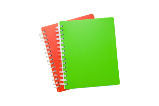 Colorful notebooks stacked for school use, isolated on white, PNG - Powered by Adobe