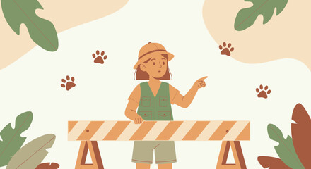 Adventurous Young Explorer On The Jungle Trail Discovering Wildlife Adventure