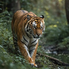Fototapeta premium tiger in the zoo, big, jungle, big cat, safari, bengal tiger, 