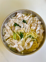 Pork noodles soup also known as Sang Nyuk Mee or Sabah Pork Noodles, a popular dish in Sabah, Malaysia.