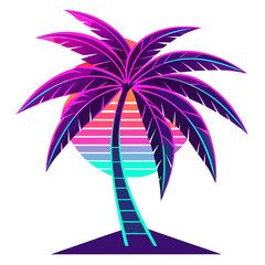 Palm tree with vibrant neon colors 