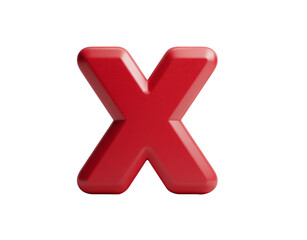 Obraz premium 3d icon of red cross mark symbol isolated on transparent background, indicating error isolated on transparent background